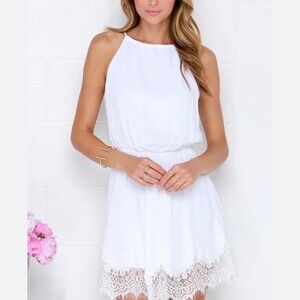 LuLu's Spice Up Your Life Ivory Lace Dress white bride/bridal mini dress SZ M